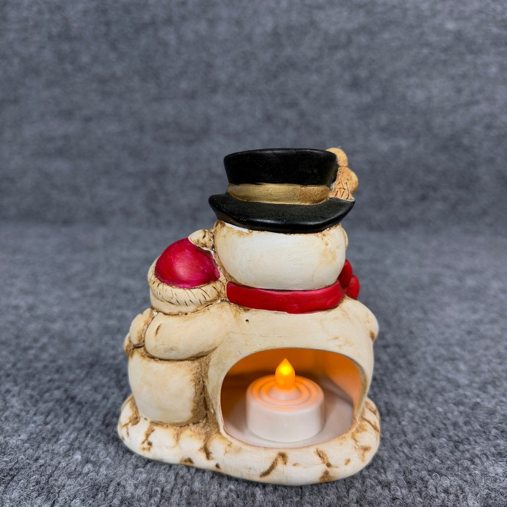 Vintage Snowman Candle Holder Porcelain Winter Tea Light German Christmas Decor - Picture 5 of 12